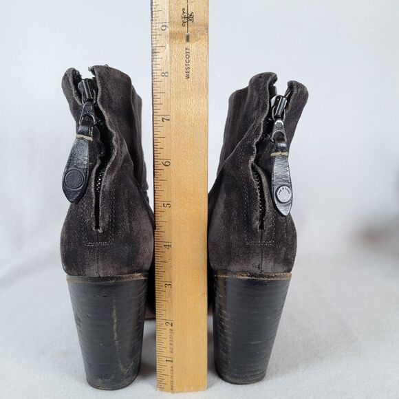 Rag & Bone Womens Newbury Bootie Size 7 Black Suede Heels Zip Grunge Distressed - Picture 5 of 11